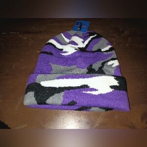 Gelante Beanie Hat Men/Women Classic Knit Cuffed Plain Cap (Purple Camo)